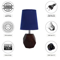 Pinecraft INTERNATIONAL Blue Solid Table Lamp with Shade image 3