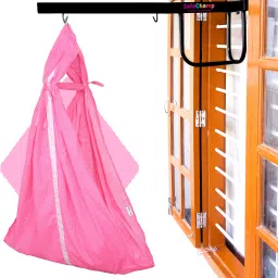 Small Dots Baby Cradle Cloth with Seperator And Metal Window Cradle Hanger-20