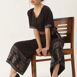 Rustorange Black & Red Printed Basic Jumpsuit image 3