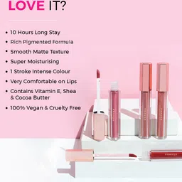 Praush Luxe Non-Drying Lightweight Matte Liquid Lipstick 2.6 ml - Glow Getter image 5