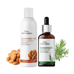 Aravi Organic Set of 2 Cold Pressed Almond Hair Oil 200ml & Rosemary Essential Oil 15ml-13