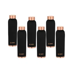 Kuber Industries Black & Gold-Toned Set of 6 Copper Solid Water Bottle-28