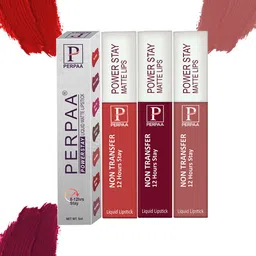 PERPAA Set Of 3 Power Stay  Long Lasting Liquid Matte Lipstick- 5ml Each-09-01-21-18