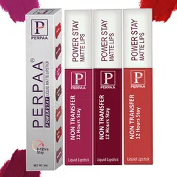 PERPAA Set Of 3 Power Stay Long Lasting Liquid Matte Lipstick-5ml Each-01-09-10-image-42