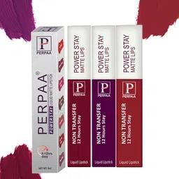 PERPAA Set Of 3 Power Stay Long Lasting Liquid Matte Lipstick-5ml Each-03-09-22-41
