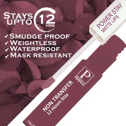 PERPAA Power Stay Set Of 3 Liquid Matte Lipstick - 5ml Each -Brown-Mauve-Apple Red image 2
