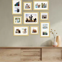 art street Dave Set Of 9 Beige Synthetic Wood Collage Photo Frames-picture-17