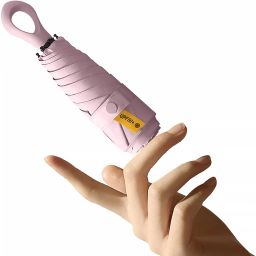 Mini Sun Travel Umbrella Ring handle Coating Layer Fabric Compact Folding Purse Umbrella-picture-15