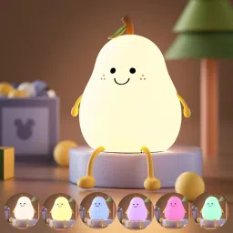 Cute Pear Lamp Rechargeable Color Changing LED Night Light with Touch Sensor Night Lamp-picture-3