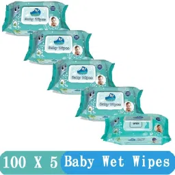 Baby Wet Wipes with Lid/Flip-top(100 Wipes) (White) - Pack of 5-25
