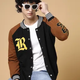Men Colorblock Varsity Jacket-image-1