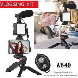 MADSWAS Portable Vlogging Kit Video Recording Equipment with Tripod Fill Light Mic M1 Tripod Kit, Monopod Kit image 3
