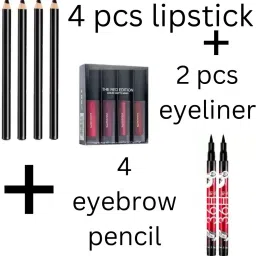 swenky cosmatic combo 4 pcs lipstick with 2 pcs eyeliner with 4 pcs eyebrow pencil-image-23