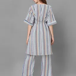 HOUSE OF MIRA Striped Round Neck Tunic With Flared Trouser image 3