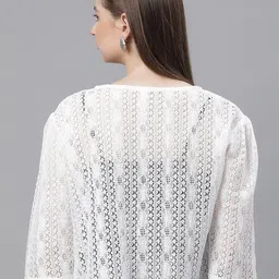 UnaOne Self Design Lace Open Front Shrug image 2