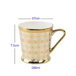 Femora Set of 6 Cream-Coloured Ethnic Motifs Printed Bone China Glossy Cups 180 ml Each image 5
