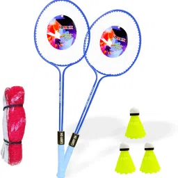Double Shaft 2 Piece Badminton Racket 3 Shuttles with 1 Net Badminton Kit-image-76