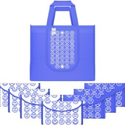 Pack of 8 Smile Foldable Unisex Shopping Bags | Dark Blue & White Blue Pack of 8 Grocery Bags-image-35