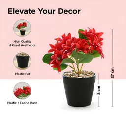 UMAI Red Trident Artificial Flower With Pot image 5