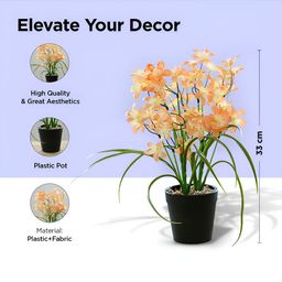 UMAI Orange Jasmine Artificial Flower With Pot image 5