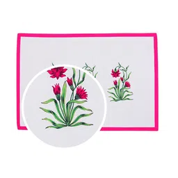 SEJ by Nisha Gupta Pink & White Set of 6 Table Placemats With Runner image 4