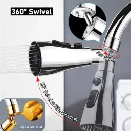 clayplus Faucet head Universal Kitchen Faucet 3-Function Pull Down Sink Sprayer Aerator Foam Flow Faucet image 3