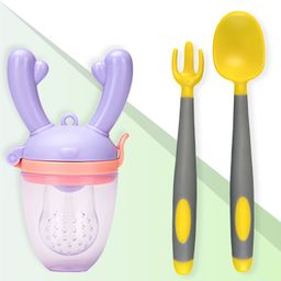 bembika BPA Free Material Baby Self Feeding Spoon & Baby Fruit Feeding Nibbler-(BE2333) - Silicone-picture-30