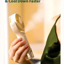 VRPRIME Portable Hand Fan Rechargeable Small Mini USB Fan With Mist Spray Humidifier for Computers image 2