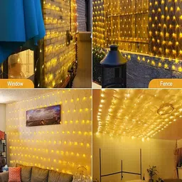 Gesto 200 Pieces Yellow Net Mesh String Lights with 8 Flash Modes image 4