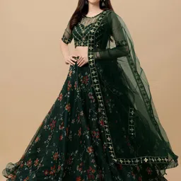 BAESD Embroidered Sequinned Semi-Stitched Lehenga & Unstitched Blouse With Dupatta image 5