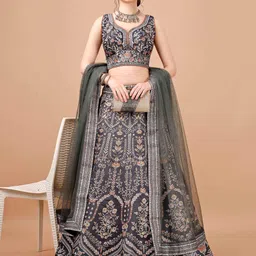 SAPTRANGI Printed Ready to Wear Lehenga & Blouse With Dupatta image 4