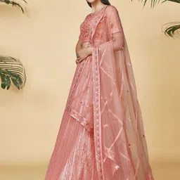 Fusionic Embroidered Sequinned Semi-Stitched Lehenga & Unstitched Blouse With Dupatta image 3