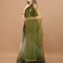 Amrutam Fab Printed Semi-Stitched Lehenga & Unstitched Blouse With Dupatta image 2
