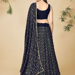 Fusionic Sequinned Semi-Stitched Lehenga & Unstitched Blouse With Dupatta image 3