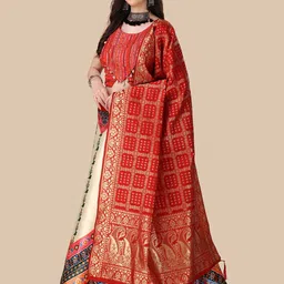Kaizen TEXO FAB Embroidered Semi-Stitched Lehenga & Unstitched Blouse With Dupatta image 3