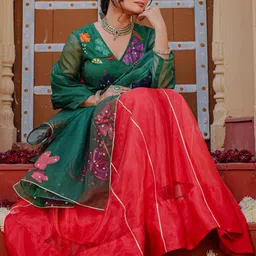 Thread & Button Printed Ready to Wear Lehenga Blouse With Dupatta image 5