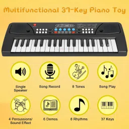 toybucket 37 Keys Piano Keyboard Toy for Kids | DC Power Option | Microphone & Recording image 3