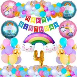 4th Fourth Four Happy Birthday Rainbow Combo Kit For Party Decoration Item-18