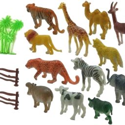 12pc Mini Jungle Animals Figures Set With Tree & Boundary For Kids (Multicolor)-image-41