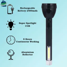 mhax 2Mode PowerFull Led Rechargeable Long Range Torch Up_to1 Km With BackLight 6 hrs Torch image 2