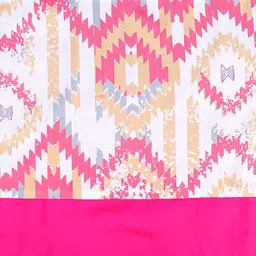 ZEBA Pink & Off White Polyester Ikat Printed 6-Seater Table Runner image 5