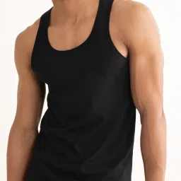 Combed Cotton Shape Retaining Black Men Vest-image-7