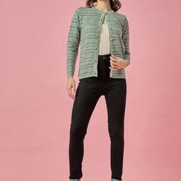 CLAPTON Self Design Woollen Front Open Cardigan image 5