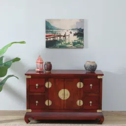 mudramark from pepperfry Kani Mango Wood 2 Door Sideboard In Honey Oak Finish With Drawers-picture-19