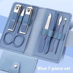 Blue Manicure Professional Pedicure Kit Nail Clippers Kit 7 pcs Nail Care Tools-image-1