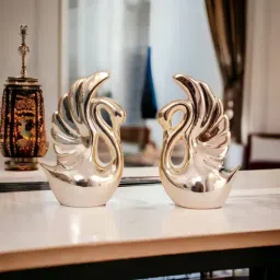 chocozone Love Couple Swan Ceramic Showpiece-picture-0