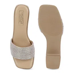 Truffle Collection Embellished Open Toe Block Heels image 4