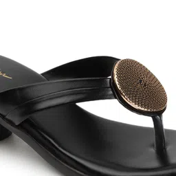 Mast & Harbour Black Textured Open Toe Block Heels image 2
