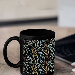 macmerise Black & Yellow Floral Printed Ceramic Glossy Cups Set of Cups and Mugs image 5