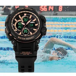 V2A Men Gold-Toned & Black Analogue & Digital Multi Function Watch V2A-1708 image 3